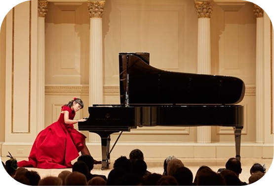 A piano performance on stage