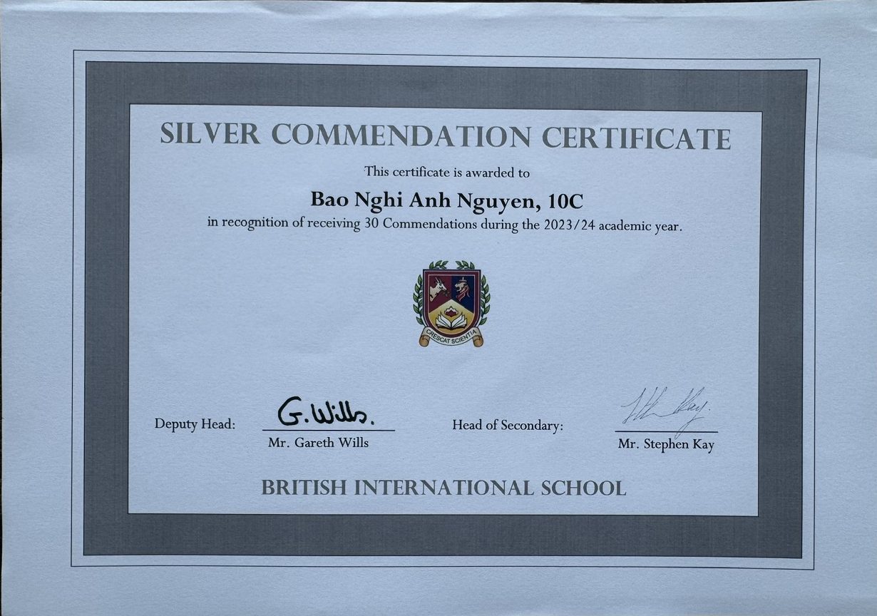 British International School receive 30 commendations – Silver Award (2023/24)