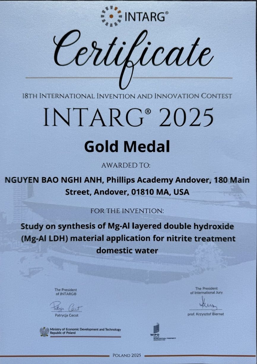 Gold Medal – INTARG International Invention and Innovation Contest (2025) 